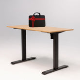 Birou reglabil electric SmartAdjust, inaltime reglabila, blat stejar 120x60 cm, cadru negru, controler sus/jos, 1 motor, nou + geanta notebook CADOU